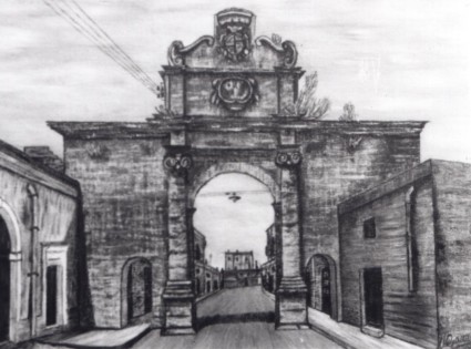 Porta S. Giorgio, in un dipinto dal vero di A. Garrisi del 1968